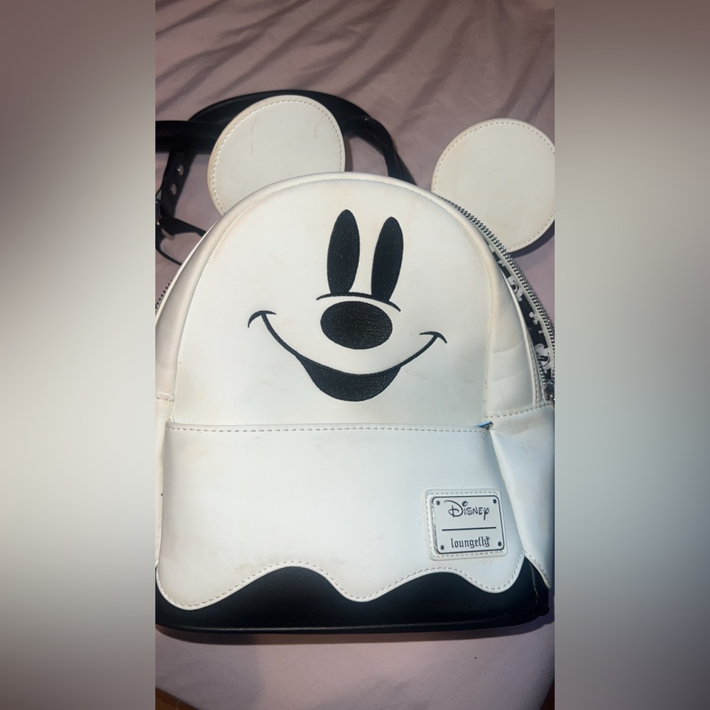 Loungefly White and Black Mickey Mouse Kids Backpack